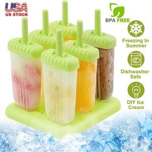 6Pcs Popsicle Molds Reusable Ice Cream DIY Ice Pop Maker Ice Bar